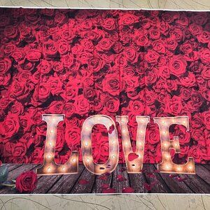 8 ft x 6 ft Red Roses Love Photography Photo Backdrop Cloth Fabric Banner